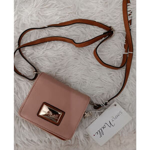 Simply Noelle Blush Pink Faux Leather Crossbody Wristlet Wallet Adjustable Strap